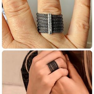 Ring Stackable 925 Sterling Silver Sz 7 - 7.5 Black Oxidized